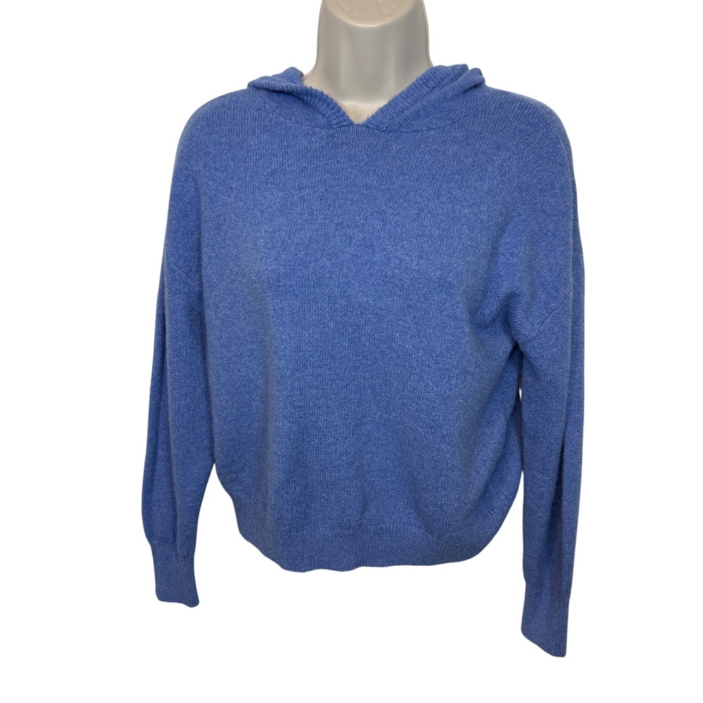 GB Girls Blue Knit Hoodie Sweater Relaxed Fit Periwinkle L 12/14 Minimalist